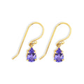 9ct Yellow Gold Pear Shaped Tanzanite Drop Earrings