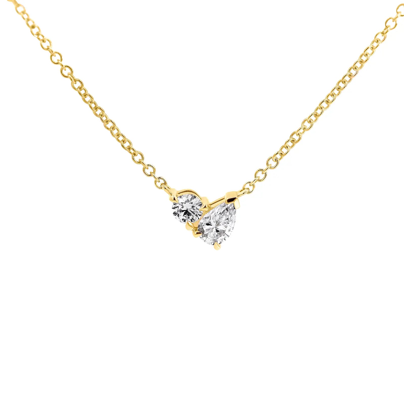 9ct Yellow Gold Pear & Round Lab Grown Diamond Pendant