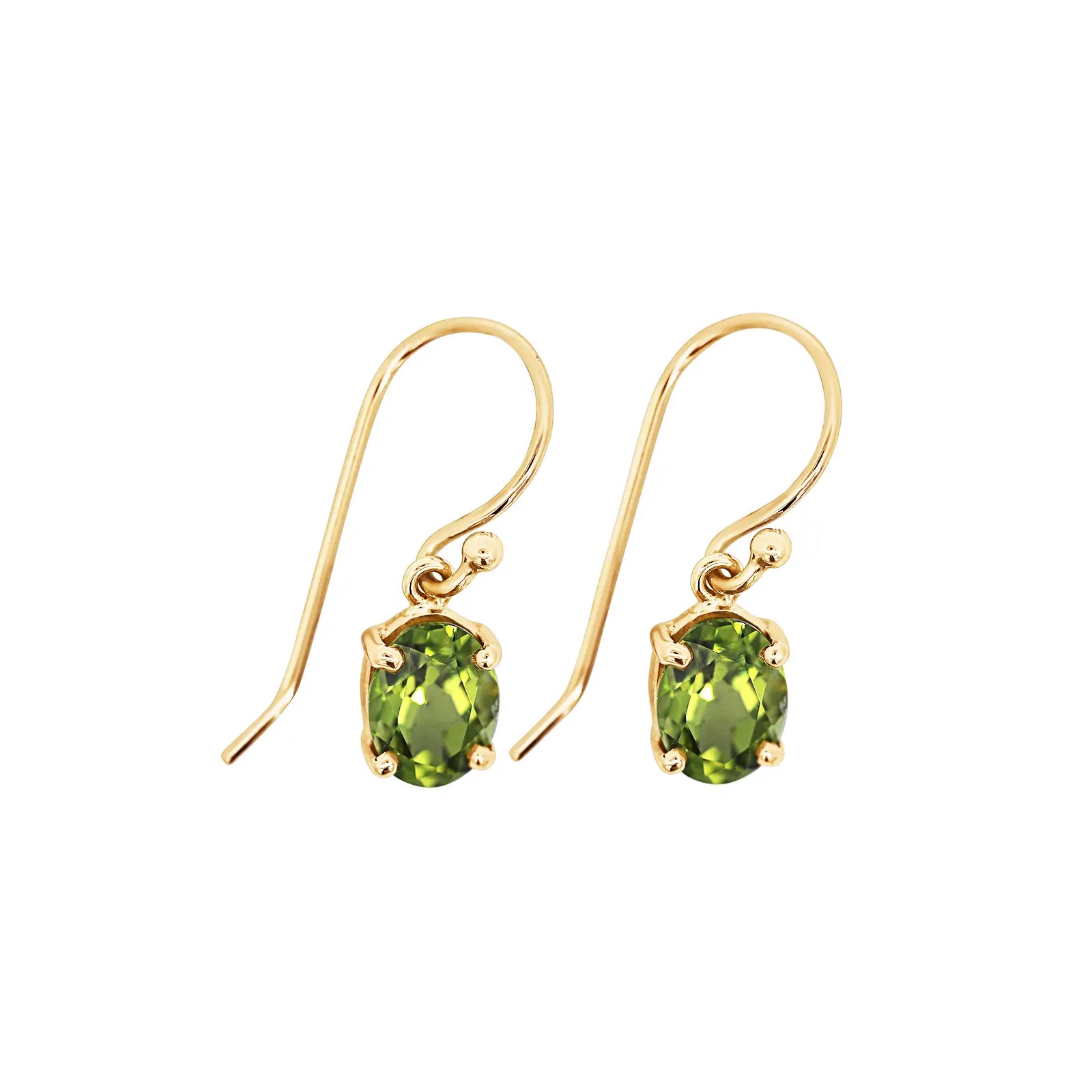 9ct Yellow Gold Peridot Drop Earrings