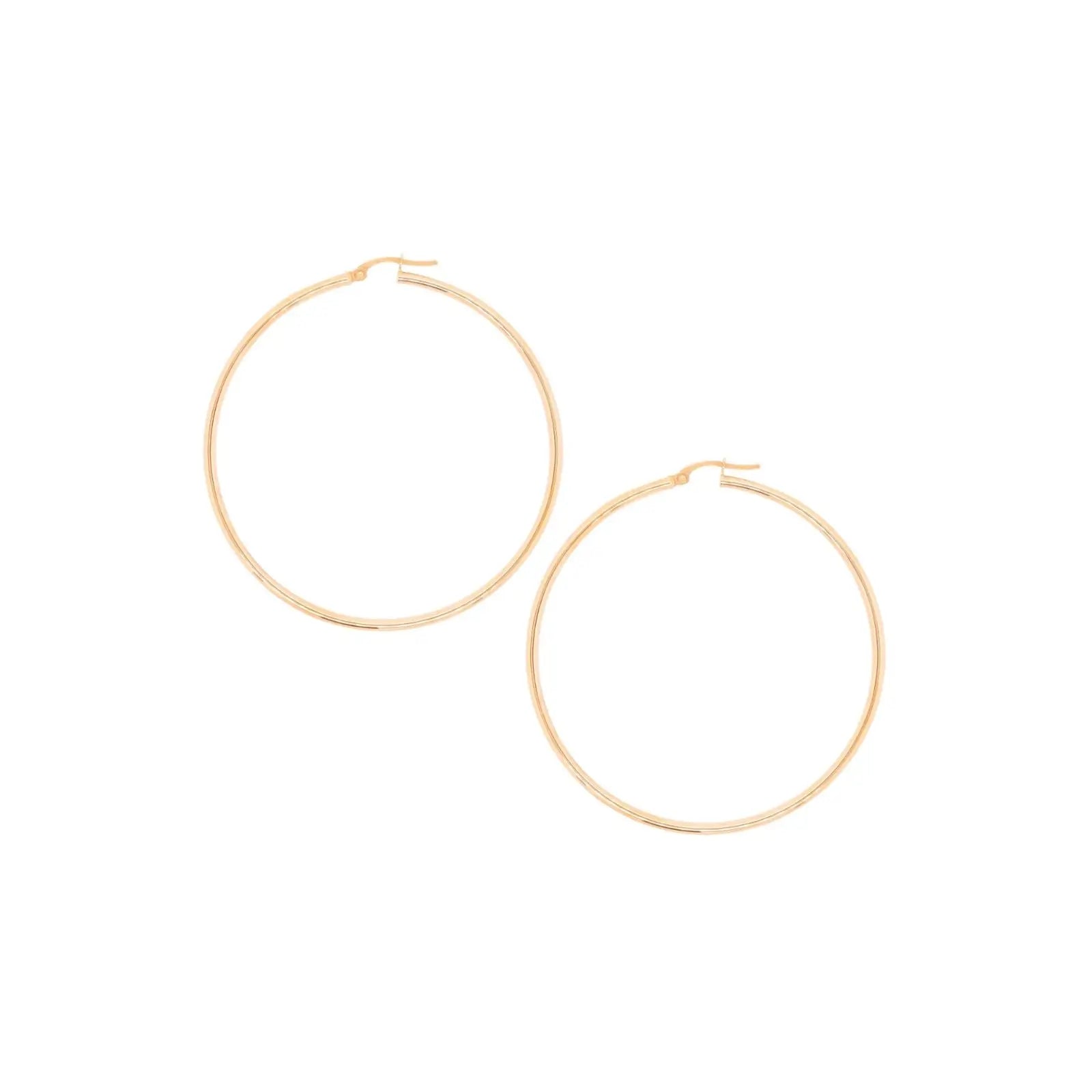 9ct Yellow Gold Plain Italian Hoop Earrings