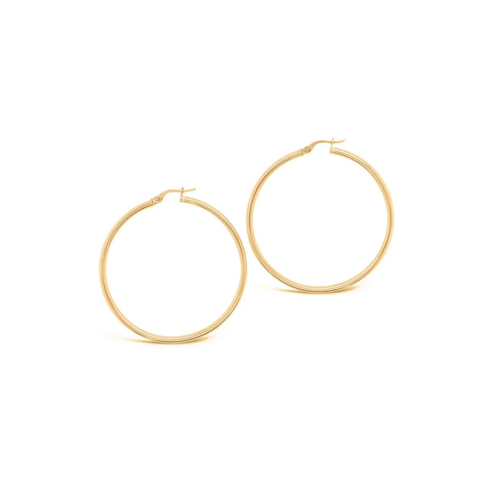 9ct Yellow Gold Plain Italian Hoop Earrings