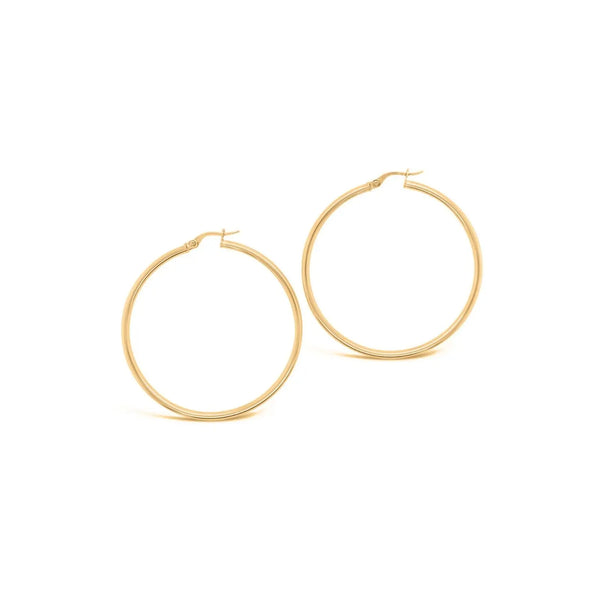 9ct Yellow Gold Plain Italian Hoop Earrings