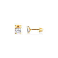 9ct Yellow Gold Princess Cut Cubic Zirconia Earrings