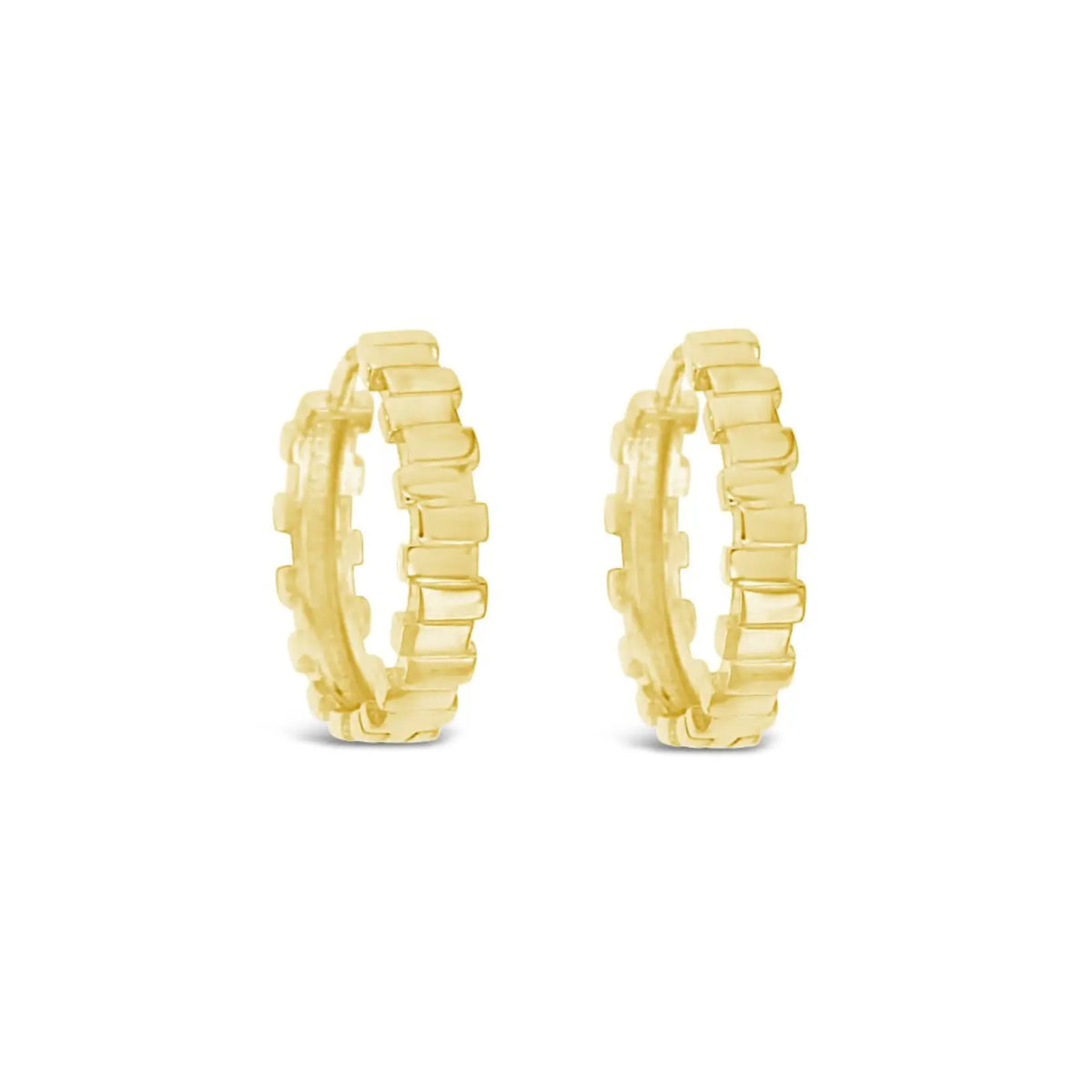 9ct Yellow Gold Rectangle Detailed Huggies