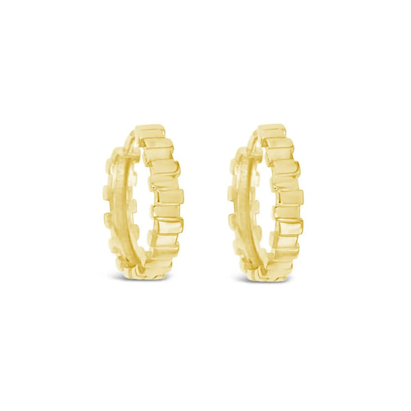 9ct Yellow Gold Rectangle Detailed Huggies