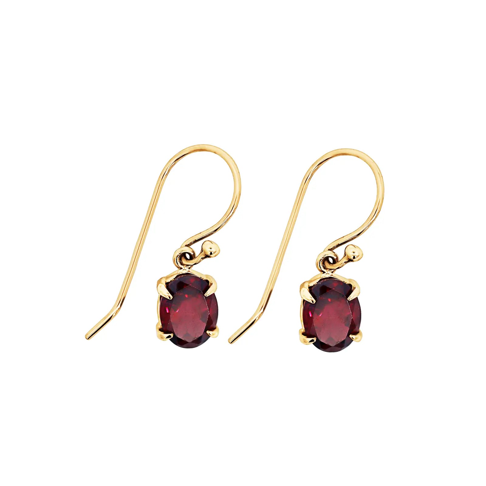 9ct Yellow Gold Rhodolite Garnet Drop Earrings