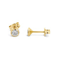 9ct Yellow Gold Round Cubic Zirconia Earrings