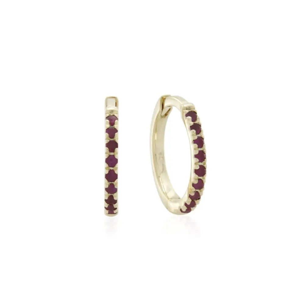 9ct Yellow Gold Ruby Set Huggie Earrings