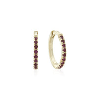 9ct Yellow Gold Ruby Set Huggie Earrings
