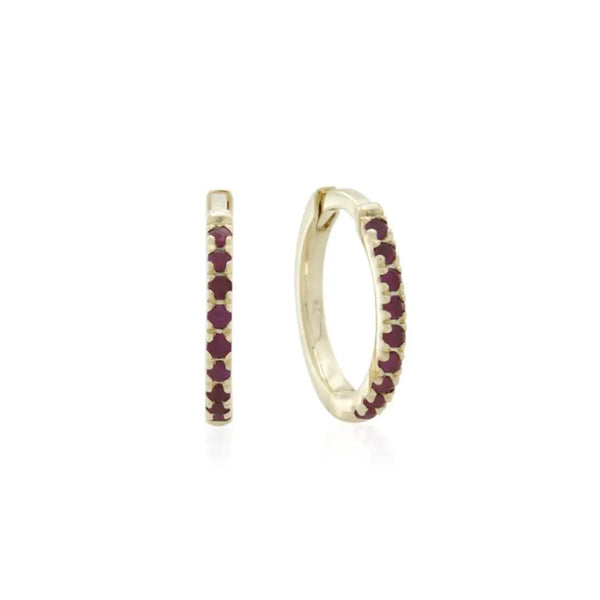 9ct Yellow Gold Ruby Set Huggie Earrings