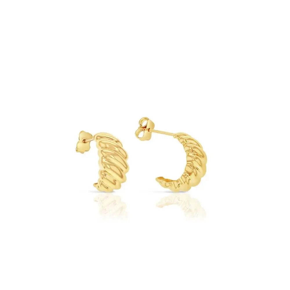 9ct Yellow Gold Scalloped Half Curved Earrings