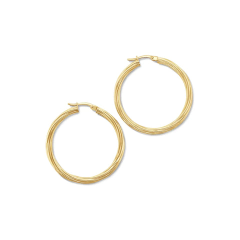 9ct Yellow Gold Silver Filled 30mm Twist Hoops