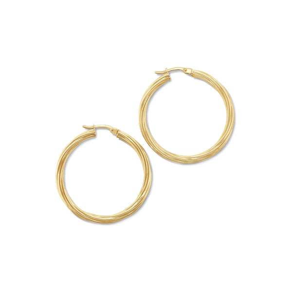 9ct Yellow Gold Silver Filled 30mm Twist Hoops