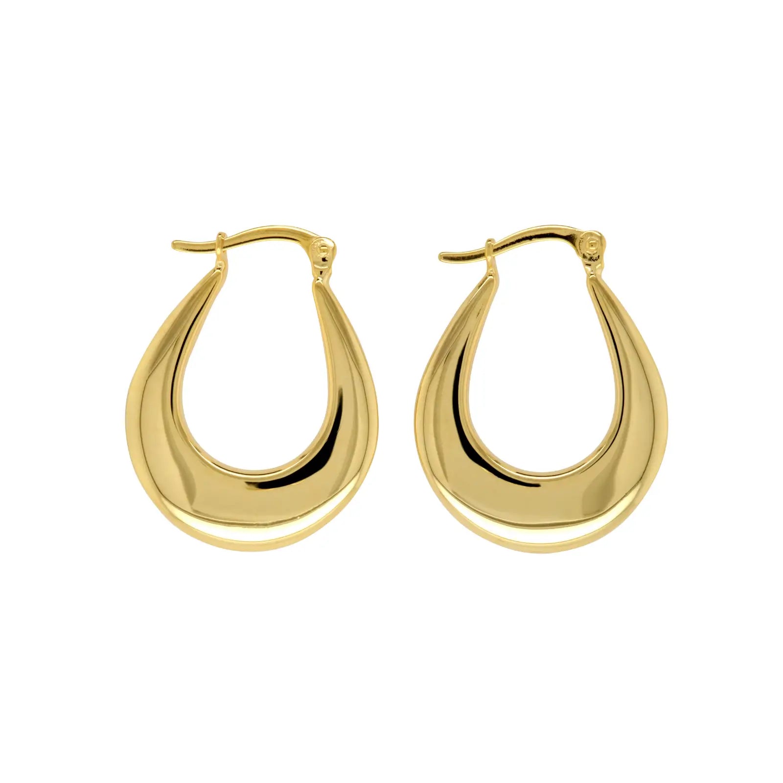 9ct Yellow Gold Silver Filled Flat Tear Drop Hoop