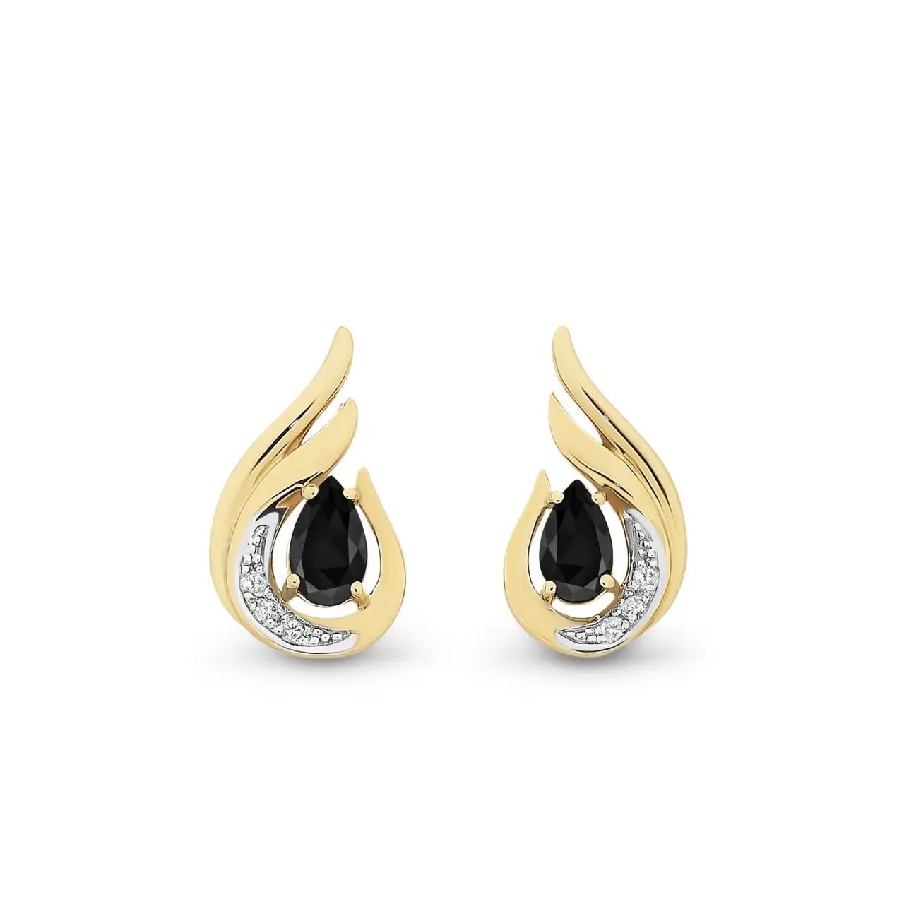 9ct Yellow Gold Spinel And Diamond Stud Earrings