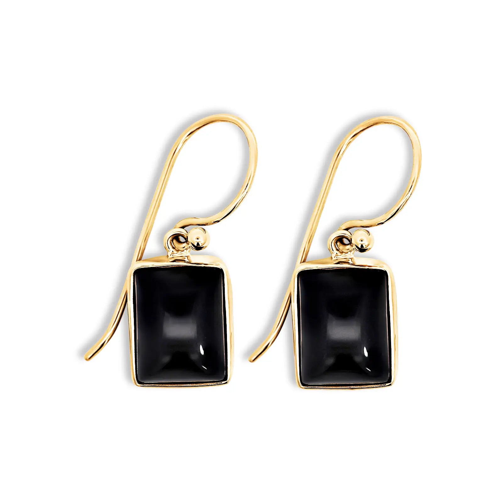 9ct Yellow Gold Square Shape Onyx Drop Earring