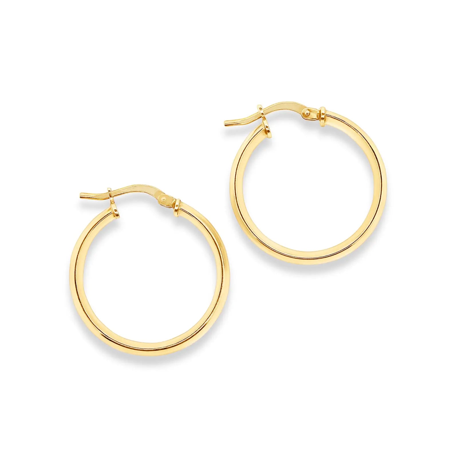 9ct Yellow Gold Sterling Silver Bonded 20mm Palin Round Hoops