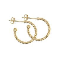 9ct Yellow Gold Stud Half Hoop Twist Earrings