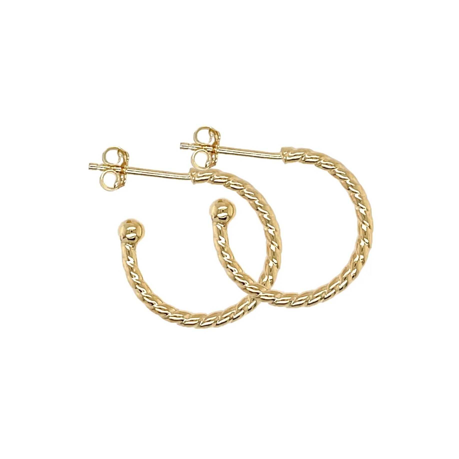 9ct Yellow Gold Stud Half Hoop Twist Earrings