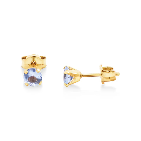 9ct Yellow Gold Synthetic Aquamarine Studs