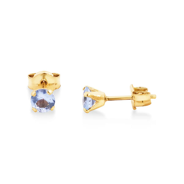 9ct Yellow Gold Synthetic Aquamarine Studs