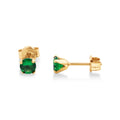 9ct Yellow Gold Synthetic Emerald Stud Earrings