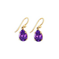 9ct Yellow Gold Teardrop Amethyst Drop Earrings