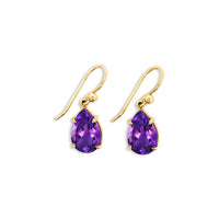 9ct Yellow Gold Teardrop Amethyst Drop Earrings