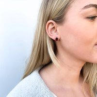 9ct Yellow Gold Teardrop Natural Garnet Stud Earrings