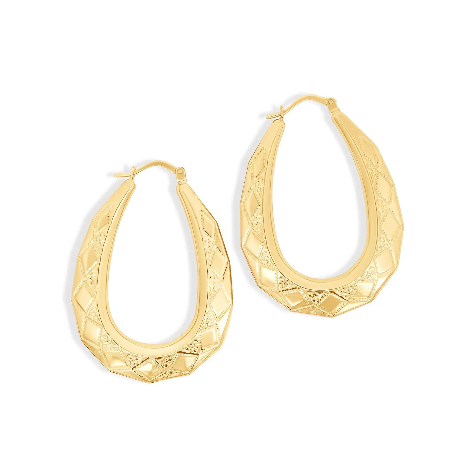 9ct Yellow Gold U Shape Hoop Earrings