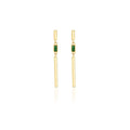 9ct Yellow Gold Vertical Bar Drop Earrings With Created Emerald