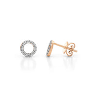 9ct Rose Gold Diamond Circle Stud Earrings