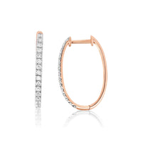 9ct Rose Gold Diamond Set Oval Huggies