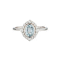 9ct White Gold Aquamarine And Lab Grown Diamond Ring