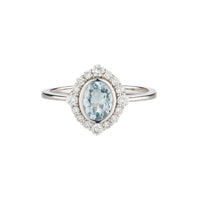 9ct White Gold Aquamarine And Lab Grown Diamond Ring
