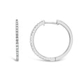 9ct White Gold Claw Set Diamond Huggie Earrings