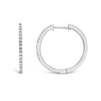 9ct White Gold Claw Set Diamond Huggie Earrings