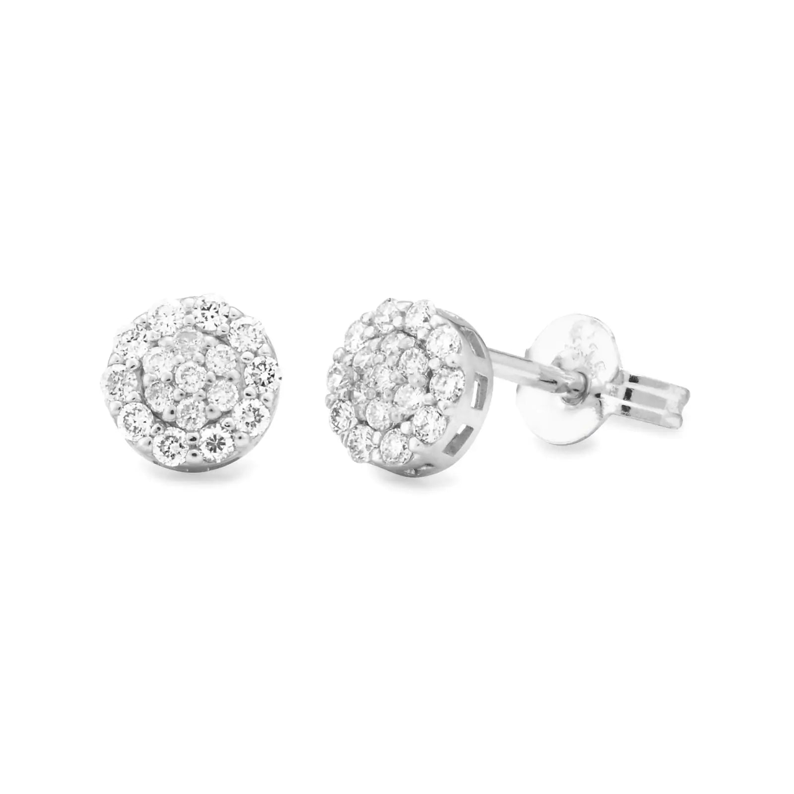 9ct White Gold Diamond Custer Earrings