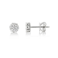 9ct White Gold Diamond Flower Stud Earrings