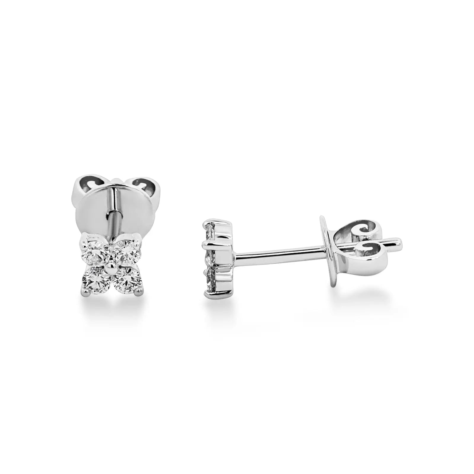 9ct White Gold Diamond Set Flower Studs