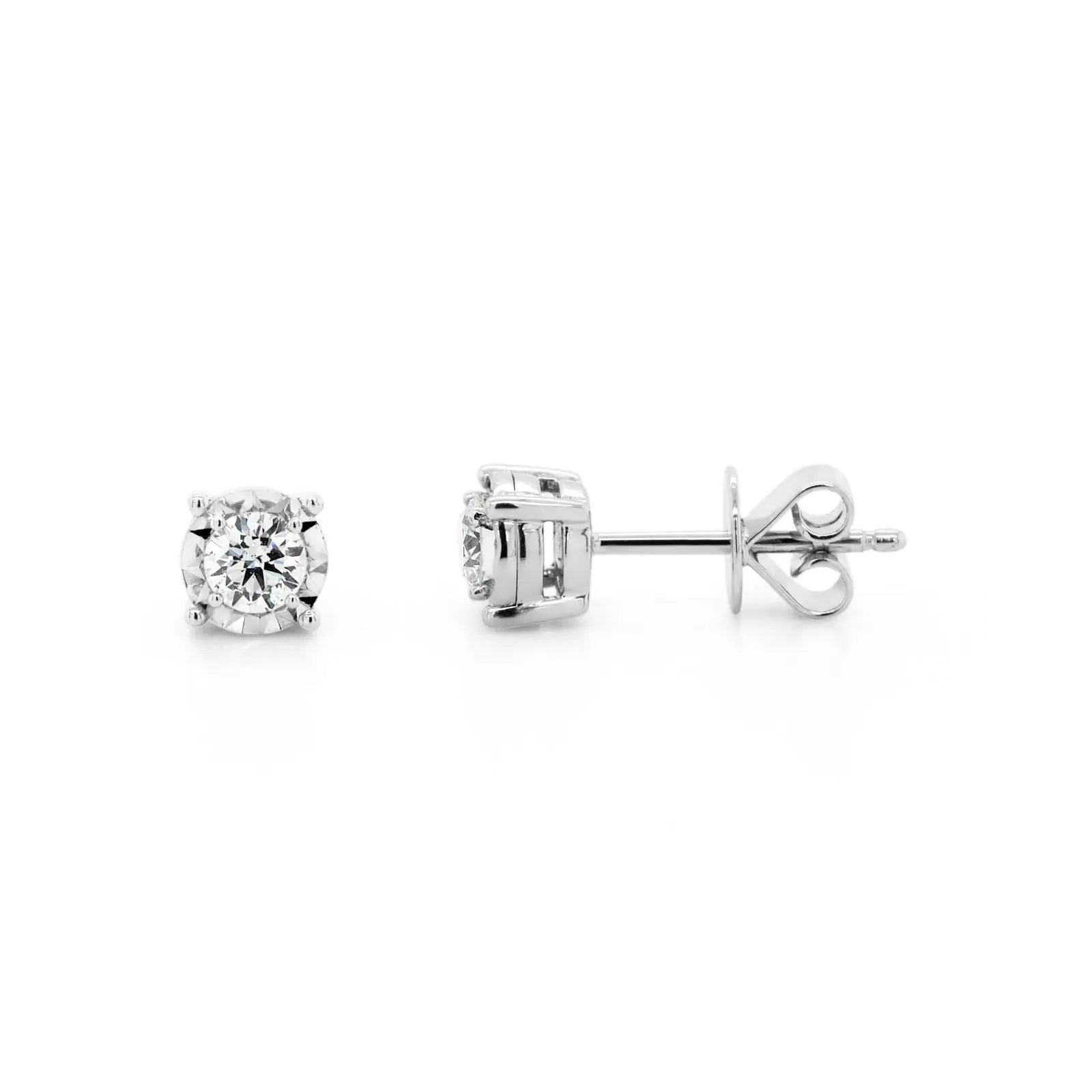 9ct White Gold Diamond Set Stud Earrings