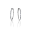 9ct White Gold Oval Diamond Set Huggies