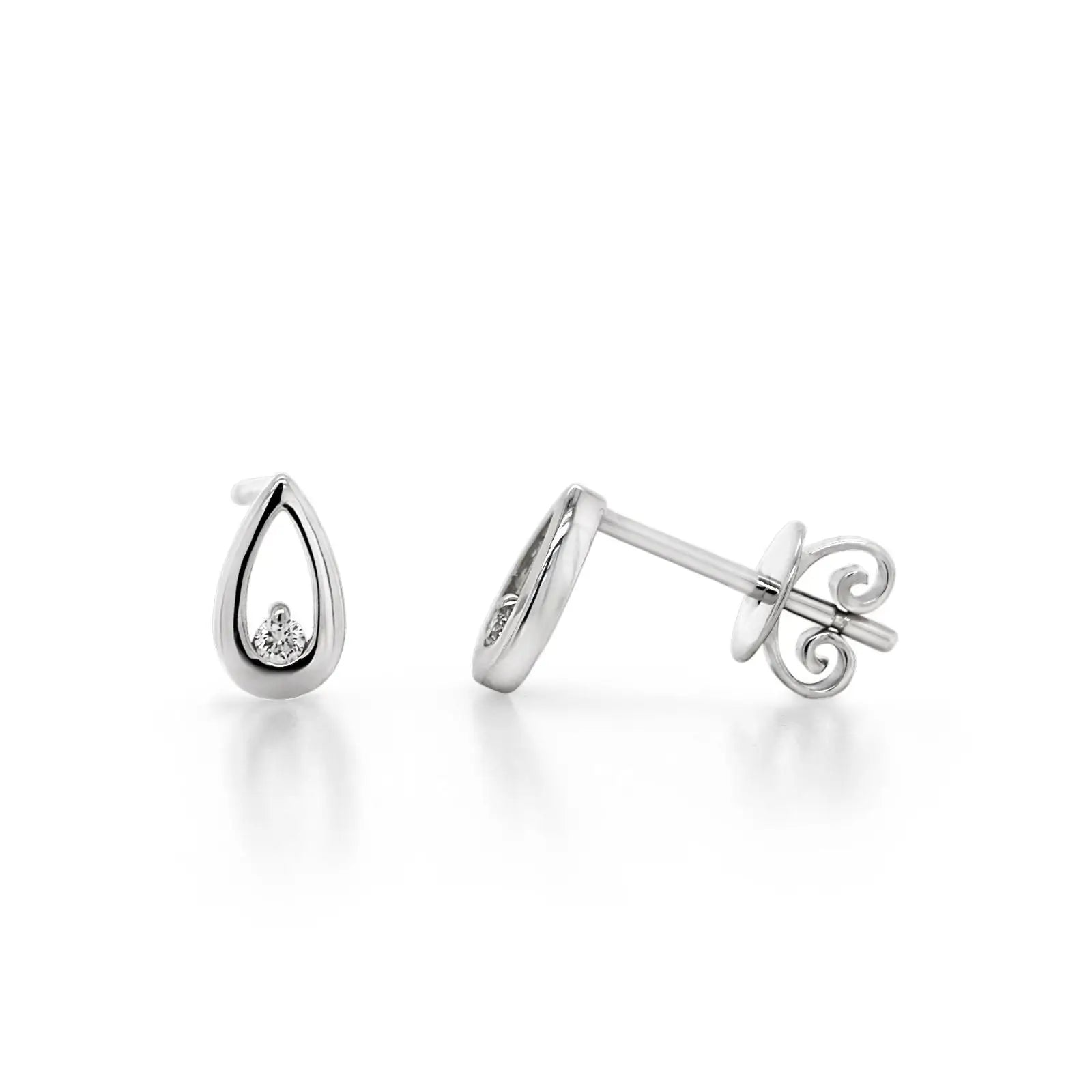 9ct White Gold Pear Shape Diamond Studs