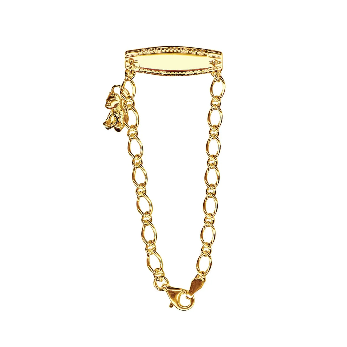 9ct Yellow Gold Baby ID Bracelet With Hanging Teddy