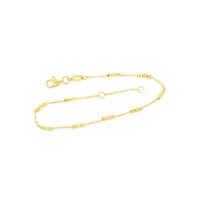 9ct Yellow Gold Cable Bracelet With Bar & Square Balls