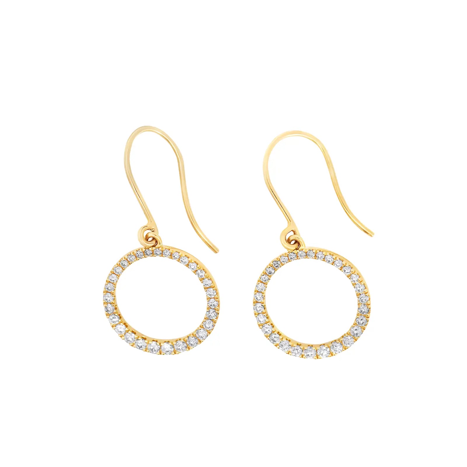 9ct Yellow Gold Diamond Circle Drop Earrings