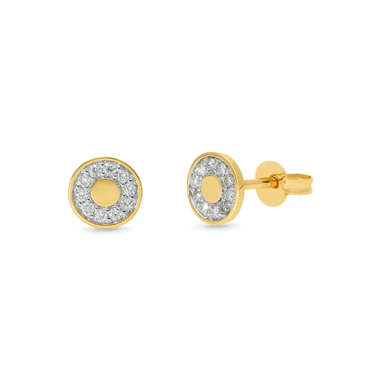 9ct Yellow Gold Diamond Disc Earrings