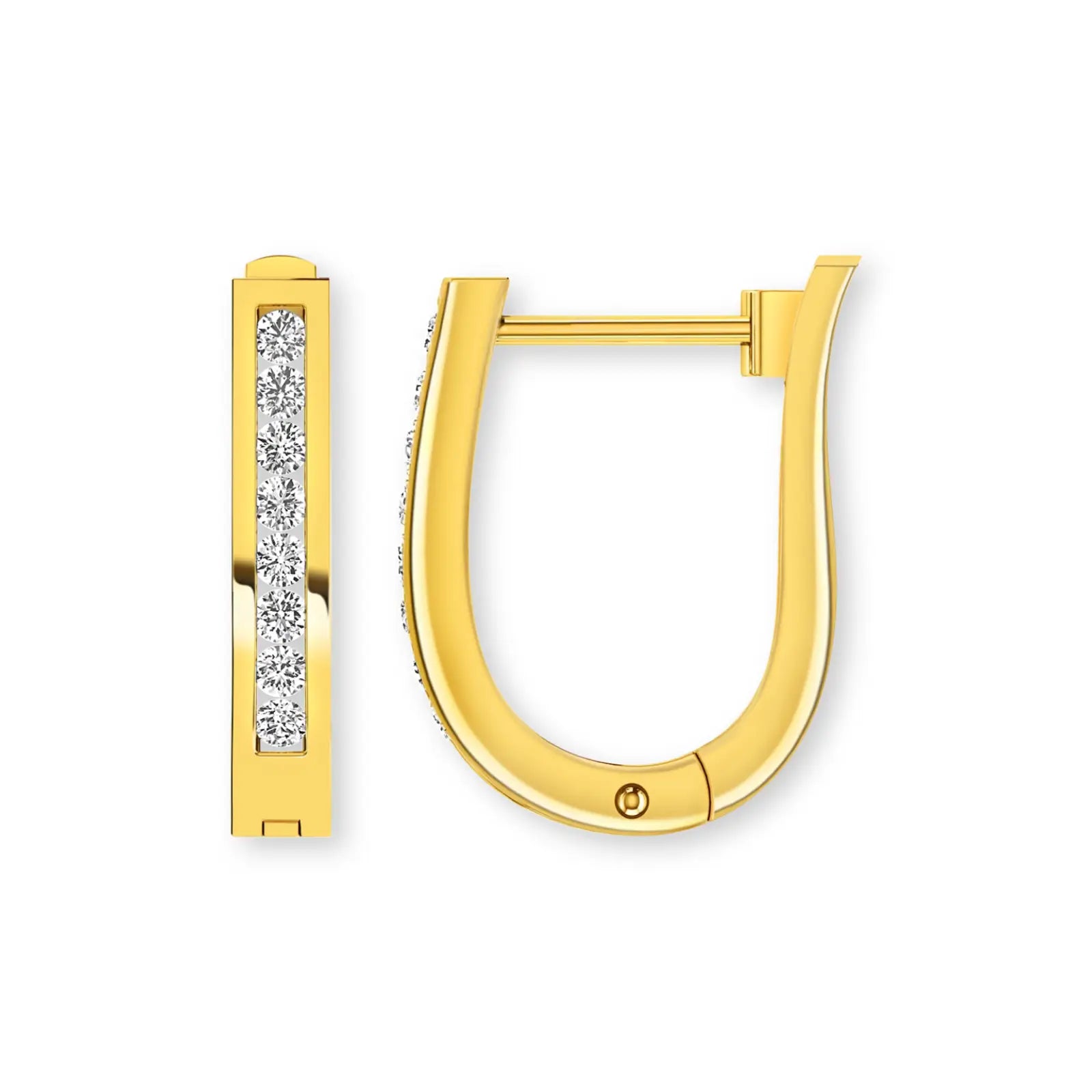 9ct Yellow Gold Diamond Huggie Earrings