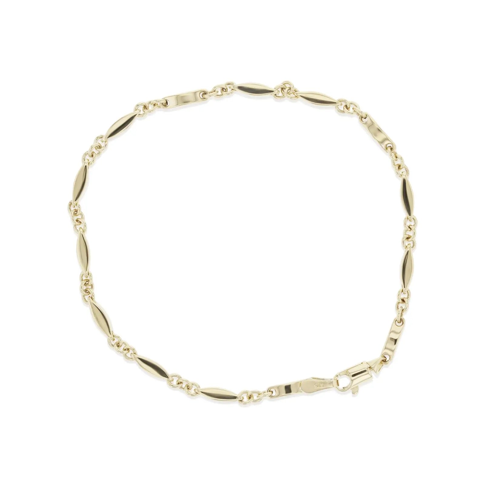 9ct Yellow Gold Marquise Shaped Fancy Link Bracelet