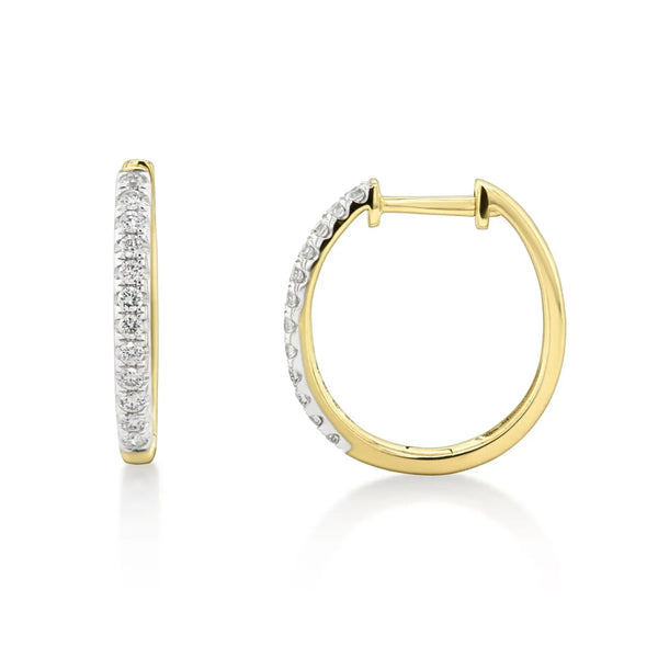 9ct Yellow Gold Oval Diamond Huggies
